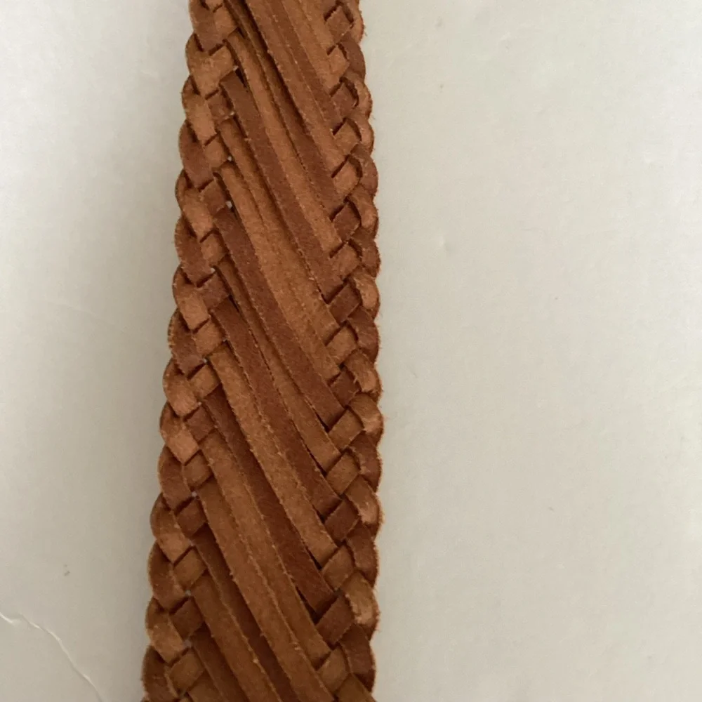 Linea Pelle Belt Small Gold Leather Braided Wide Statement
